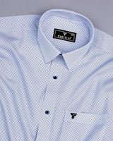 Stendal Blue With White Poplin Printed Cotton Shirt