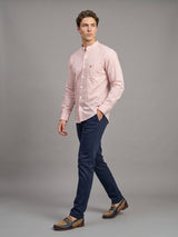 Crayon Orange Self Stripe Printed Seersucker Cotton Shirt