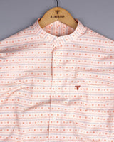 Crayon Orange Self Stripe Printed Seersucker Cotton Shirt