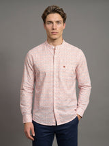 Crayon Orange Self Stripe Printed Seersucker Cotton Shirt