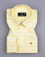 Crayon Yellow Self Stripe Printed Seersucker Cotton Shirt