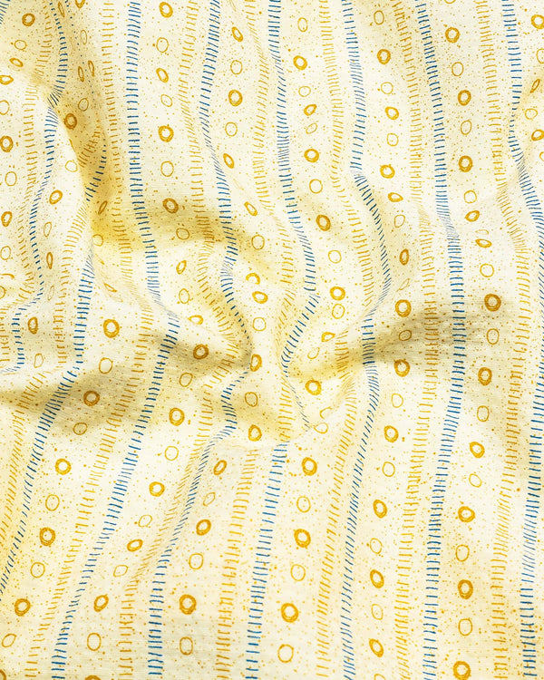 Crayon Yellow Self Stripe Printed Seersucker Cotton Shirt