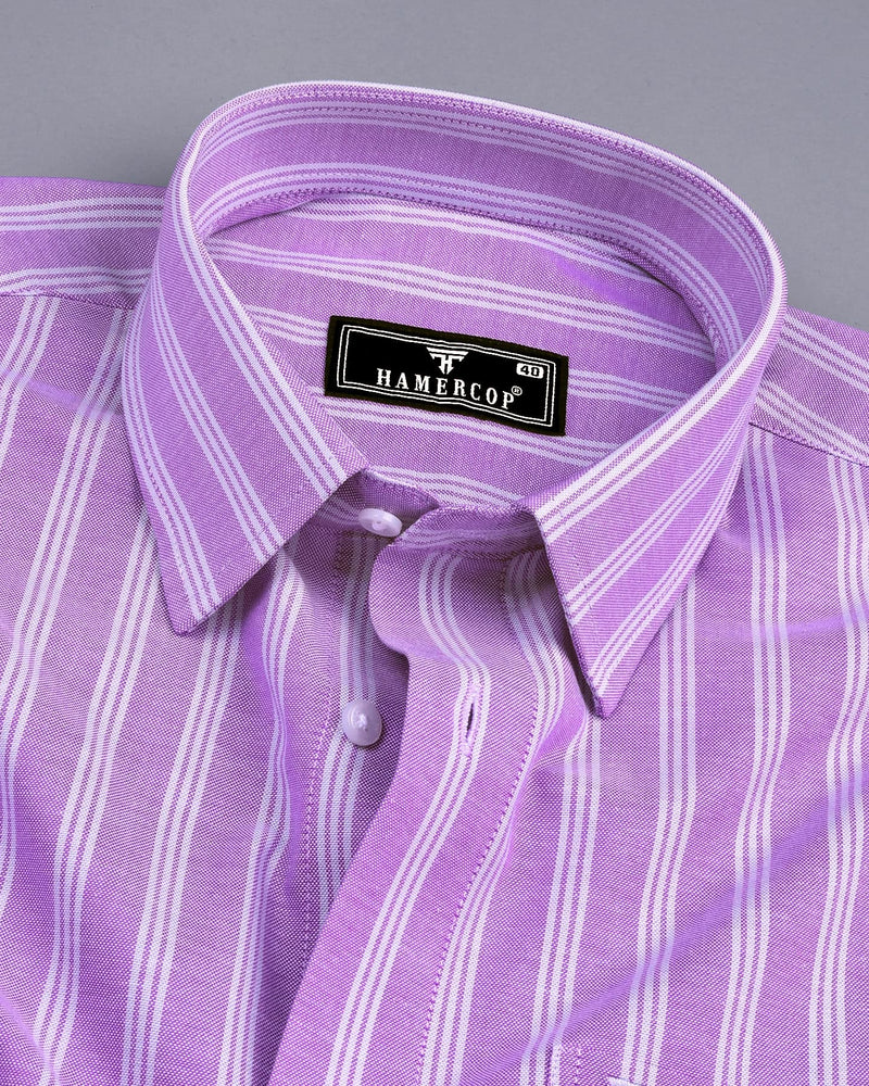 Alverton Purple With Gray Stripe Oxford Cotton Shirt