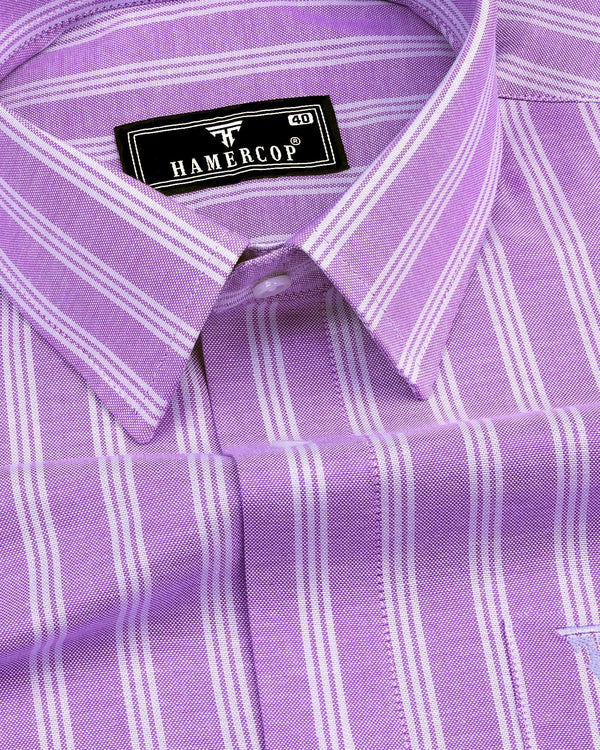 Alverton Purple With Gray Stripe Oxford Cotton Shirt