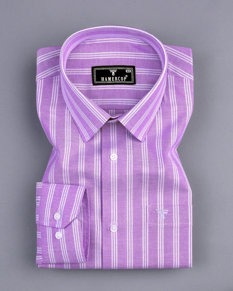 Alverton Purple With Gray Stripe Oxford Cotton Shirt