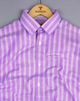 Alverton Purple With Gray Stripe Oxford Cotton Shirt