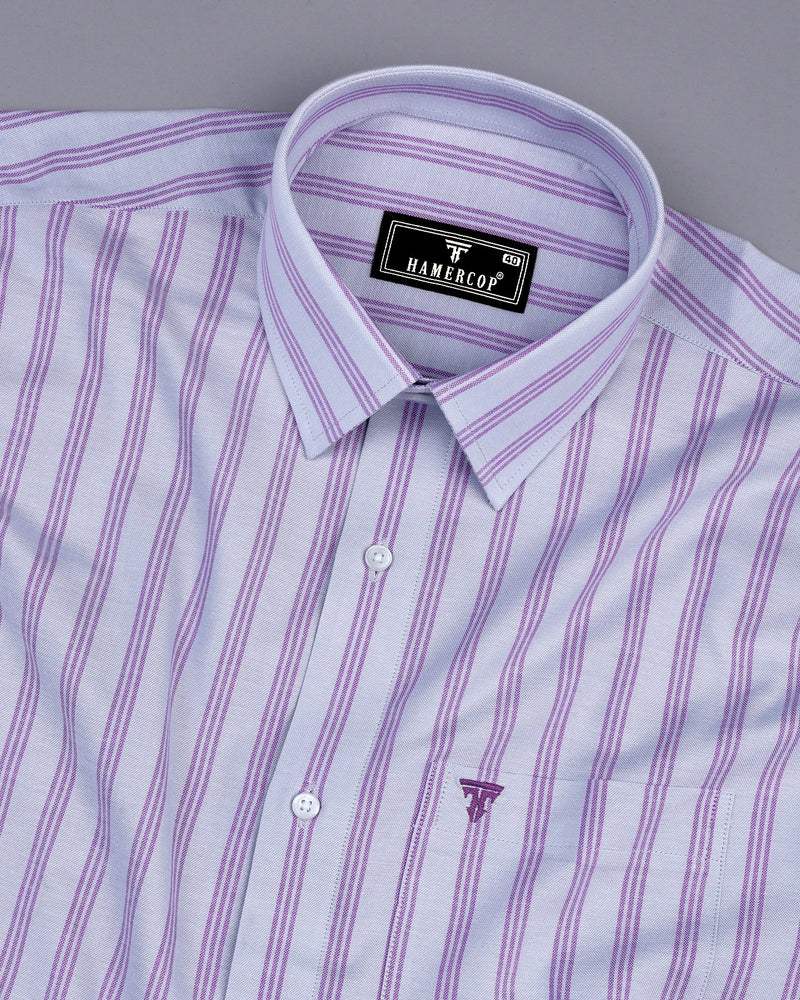 Alverton Gray With Purple Stripe Oxford Cotton Shirt