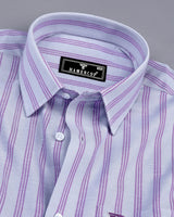 Alverton Gray With Purple Stripe Oxford Cotton Shirt