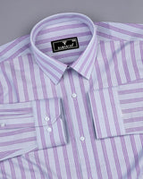 Alverton Gray With Purple Stripe Oxford Cotton Shirt