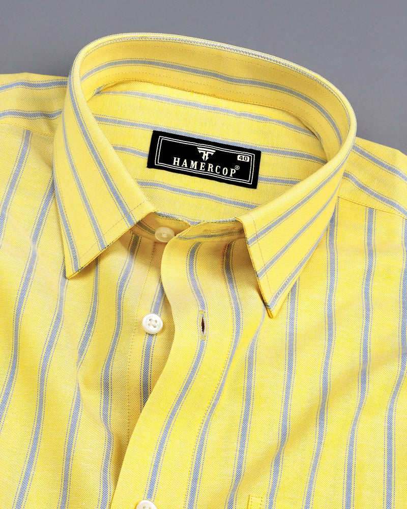 Relish Yellow With Gray Stripe Oxford Cotton Formal Shirt