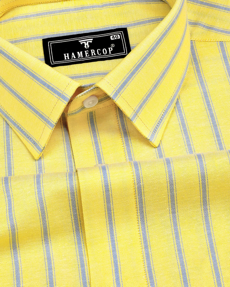 Relish Yellow With Gray Stripe Oxford Cotton Formal Shirt