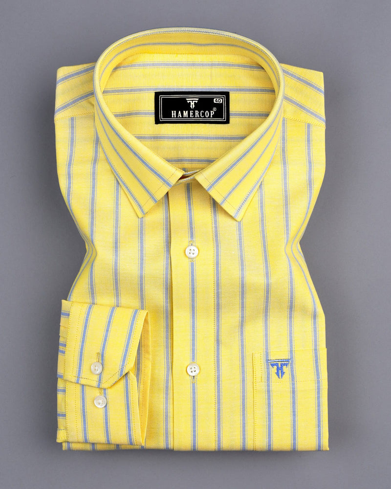 Relish Yellow With Gray Stripe Oxford Cotton Formal Shirt