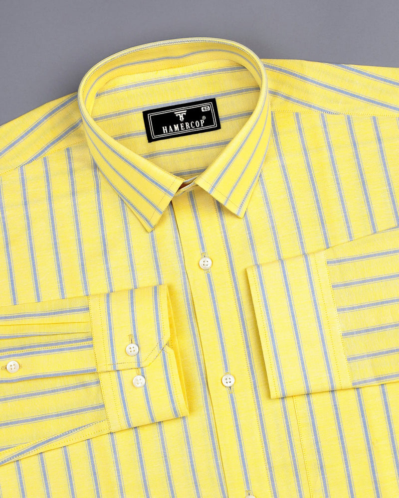 Relish Yellow With Gray Stripe Oxford Cotton Formal Shirt