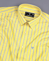 Relish Yellow With Gray Stripe Oxford Cotton Formal Shirt