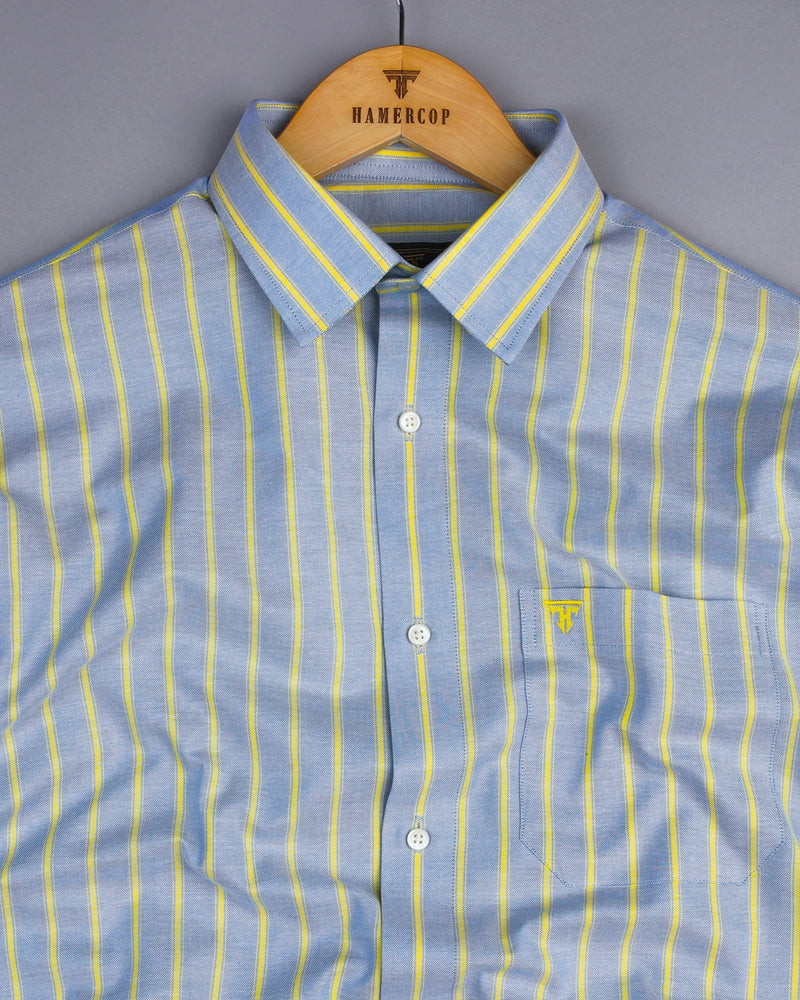 Relish Gray With Yellow Stripe Oxford Cotton Formal Shirt