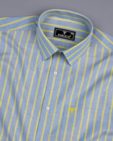 Relish Gray With Yellow Stripe Oxford Cotton Formal Shirt