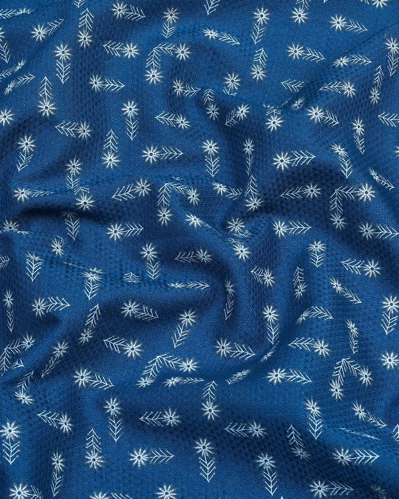 Thistle Blue Flower Printed Dobby Cotton Designer Shirt