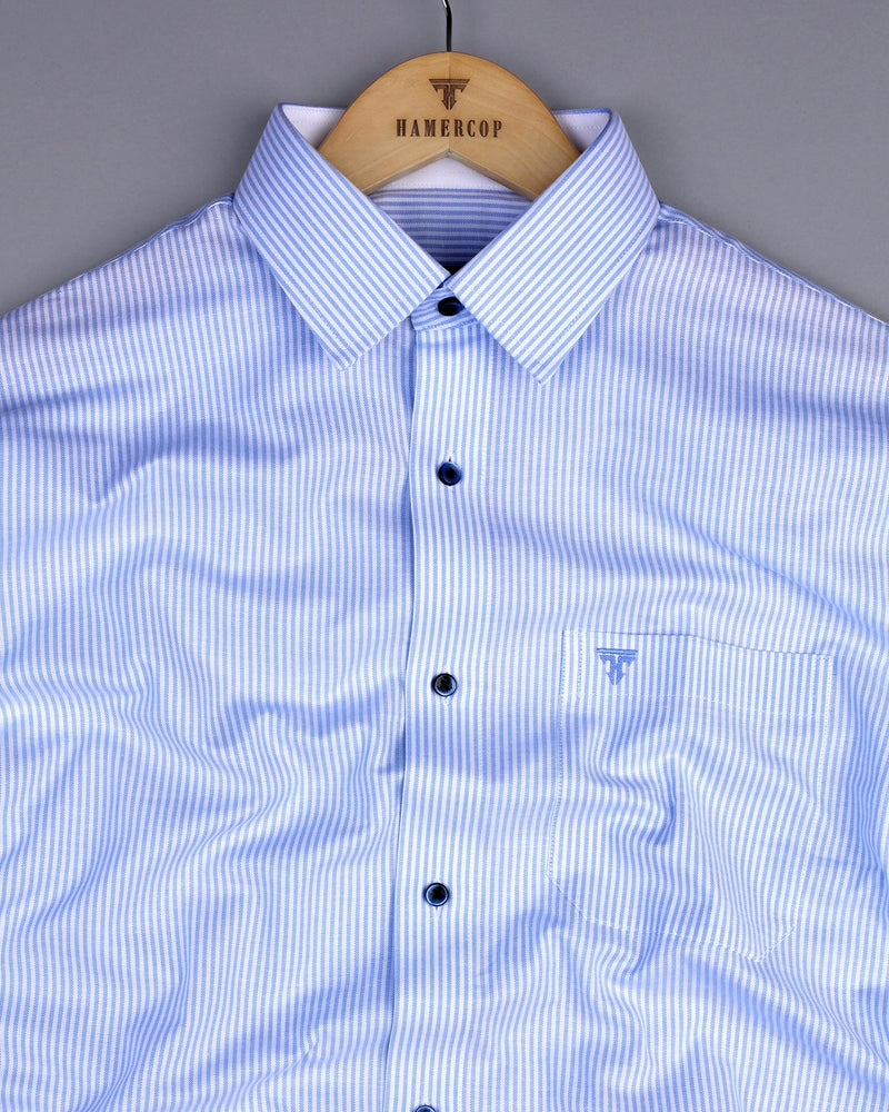 Stanton Blue Bengal Stripe Oxford Cotton Designer Shirt