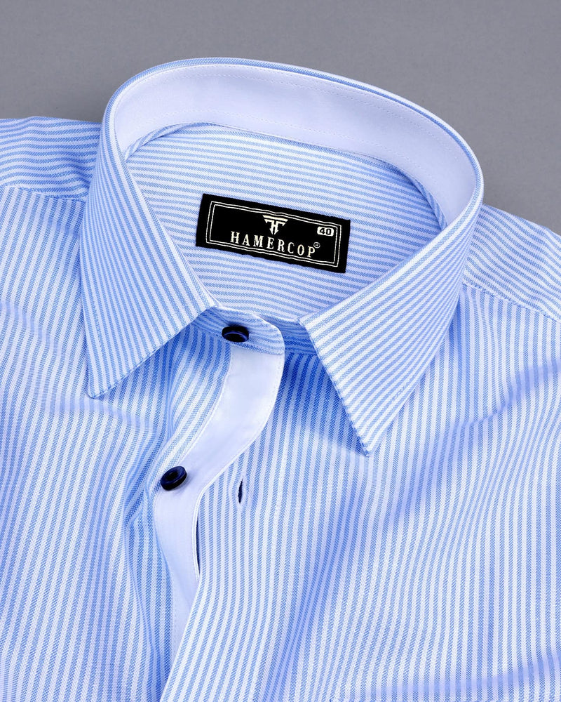 Stanton Blue Bengal Stripe Oxford Cotton Designer Shirt