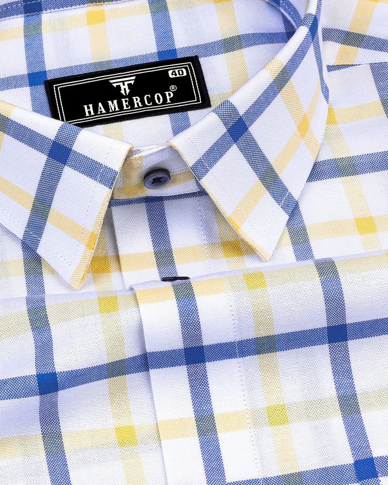 Aster White With Yellow Check Oxford Cotton Shirt