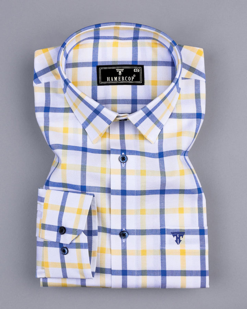 Aster White With Yellow Check Oxford Cotton Shirt