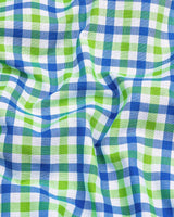 Zest Green With Blue Multicolor Check Oxford Cotton Shirt