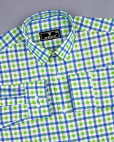 Zest Green With Blue Multicolor Check Oxford Cotton Shirt