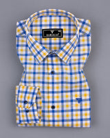 Zest Yellow With Blue Multicolor Check Oxford Cotton Shirt