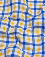 Zest Yellow With Blue Multicolor Check Oxford Cotton Shirt