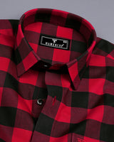 Apache Red With Black Sudoku Check Oxford Cotton Shirt