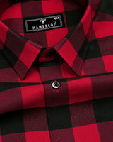 Apache Red With Black Sudoku Check Oxford Cotton Shirt