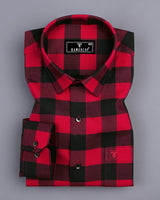 Apache Red With Black Sudoku Check Oxford Cotton Shirt