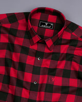 Apache Red With Black Sudoku Check Oxford Cotton Shirt