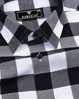 Apache Black With White Sudoku Check Oxford Cotton Shirt