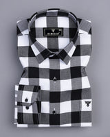 Apache Black With White Sudoku Check Oxford Cotton Shirt