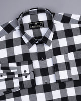 Apache Black With White Sudoku Check Oxford Cotton Shirt