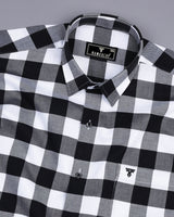 Apache Black With White Sudoku Check Oxford Cotton Shirt