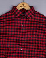 Bandon Red With Black Check Oxford Cotton Shirt