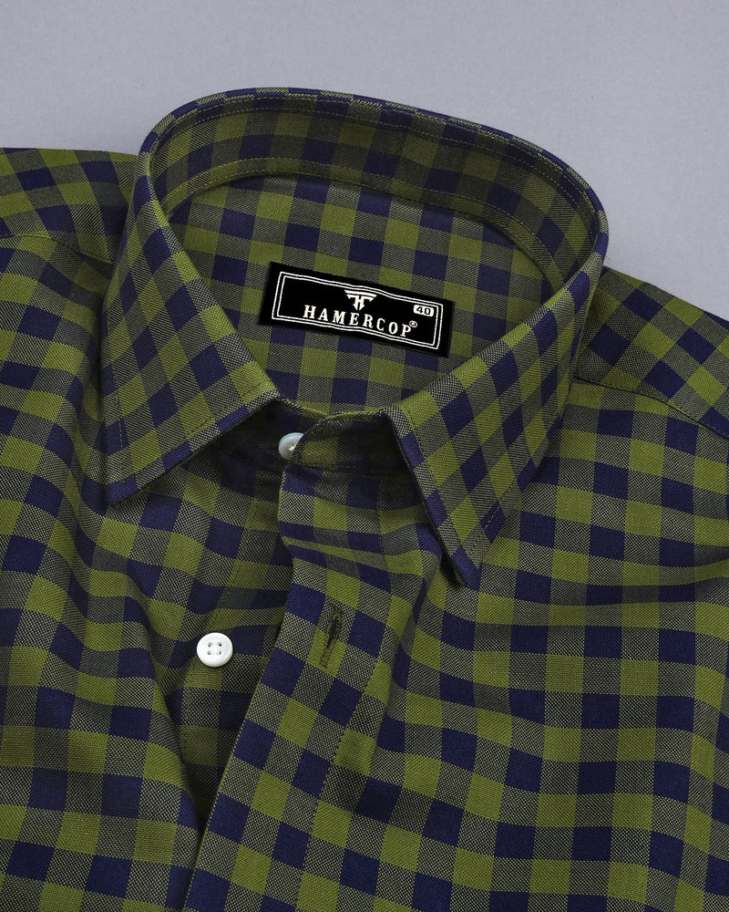 Bandon Green With Blue Check Oxford Cotton Shirt