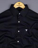 Argon Black With White Dotted Dobby Self Stripe Cotton Shirt