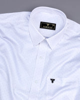 Argon White With Black Dotted Dobby Self Stripe Cotton Shirt