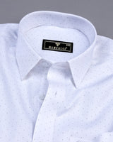 Argon White With Black Dotted Dobby Self Stripe Cotton Shirt