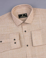 Nizomi Cream Check Linen Cotton Formal Shirt