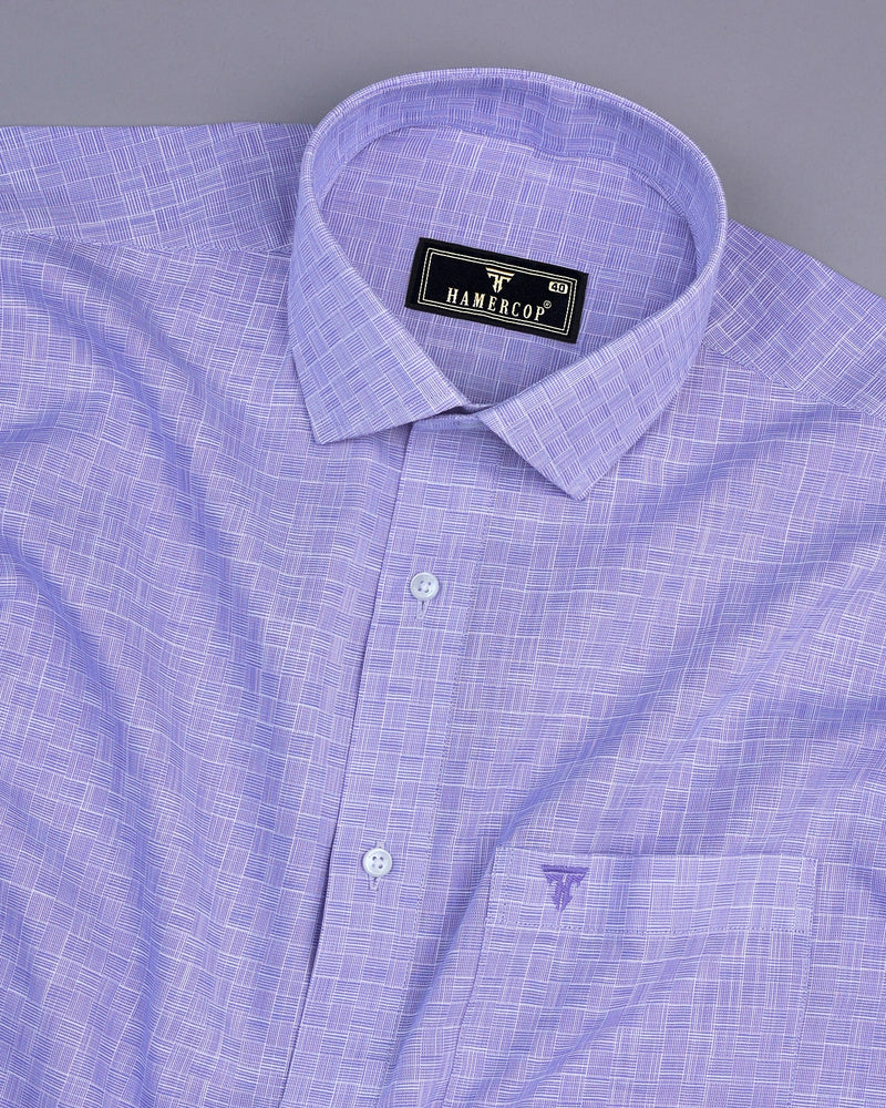 Nizomi Purple Check Linen Cotton Formal Shirt