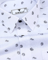 Pigeon Gray With White Printed Satin Cotton Shirt