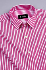 Dark Pink with white pencil stripe shirt