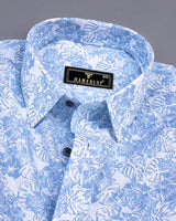 Blue Split Leaf Printed Amsler Cotton Shirt