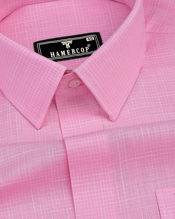 Eton Pink Graph Check Linen Formal Shirt