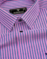 Candida Pink With Blue Bengal Stripe Oxford Cotton Shirt