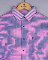 Candida Pink With Blue Bengal Stripe Oxford Cotton Shirt